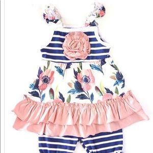 Honeydew floral/stripe outfit